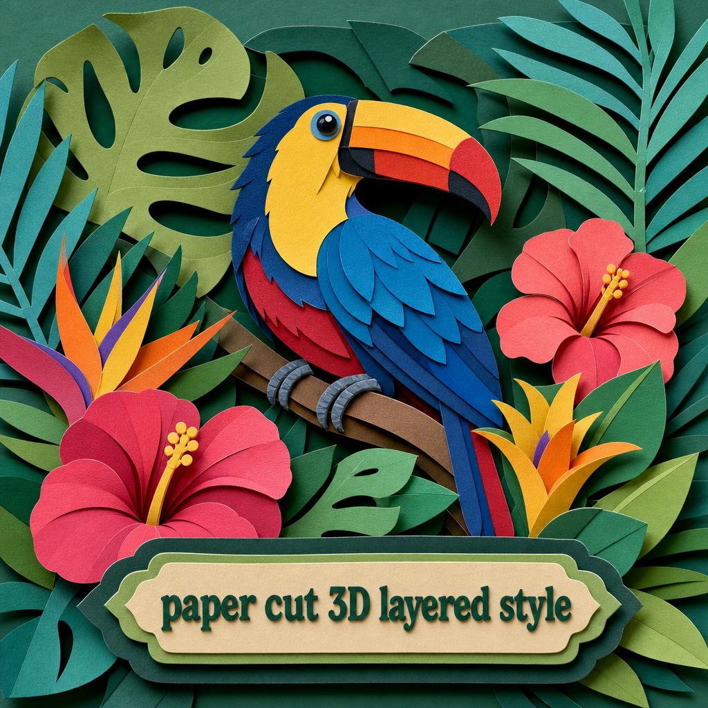 paper cut 3D layered style